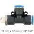 Pu Hose Fitting Tee 12mm X 12mm X 1/4'm